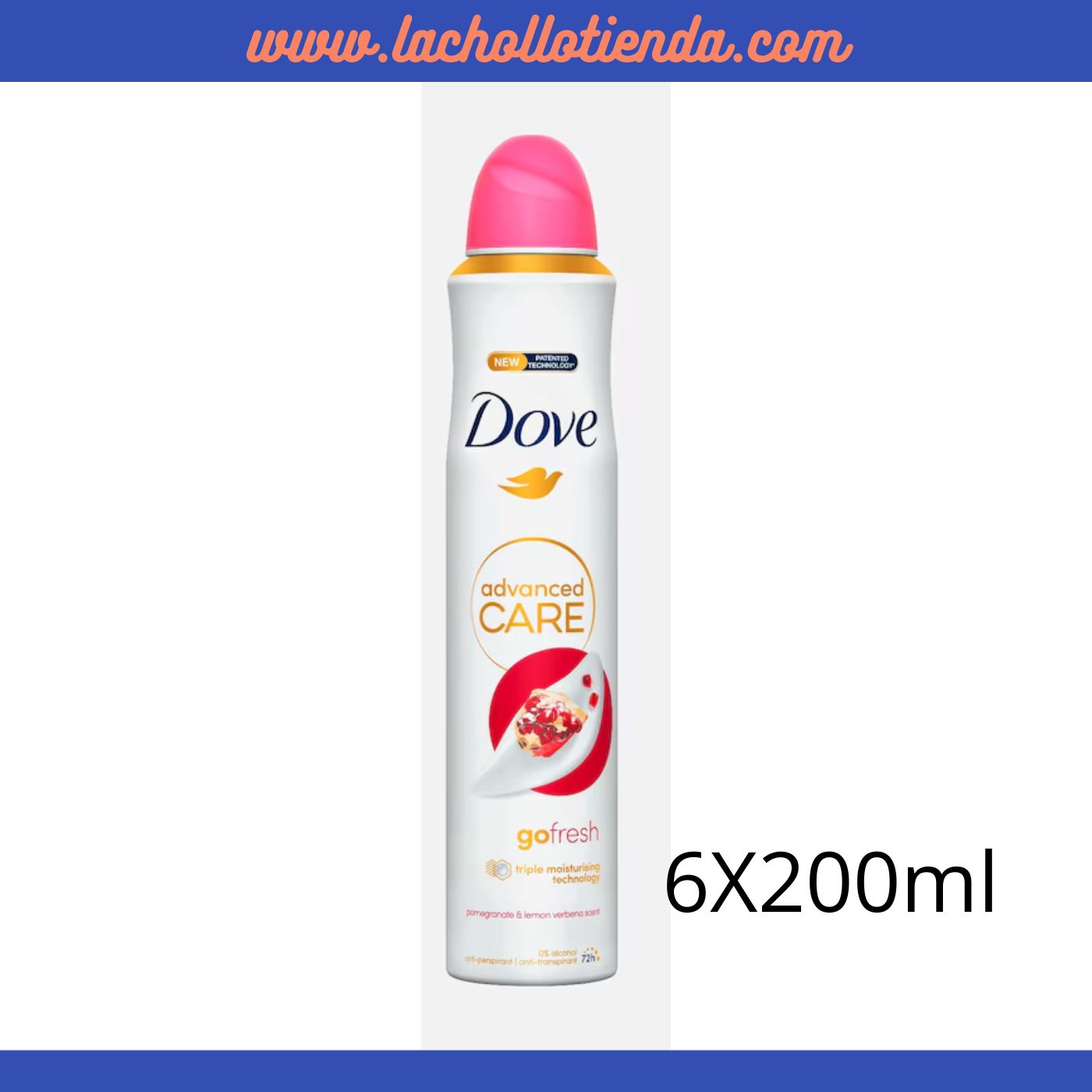 DOVE Advanced Care Desodorante Spray de Granada y Limón 72H Spray Desodorante 6X200ml