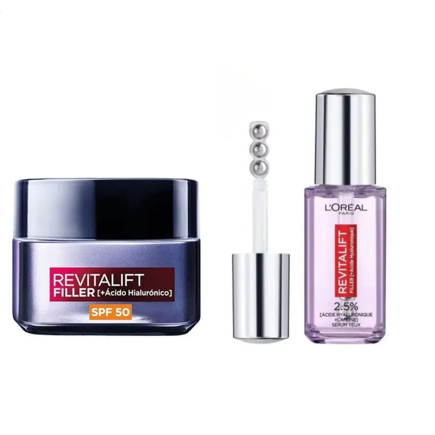 L'Oreal Pack Revitalift Filler Serum de Ojos y Crema de día Rellenadora SPF50
