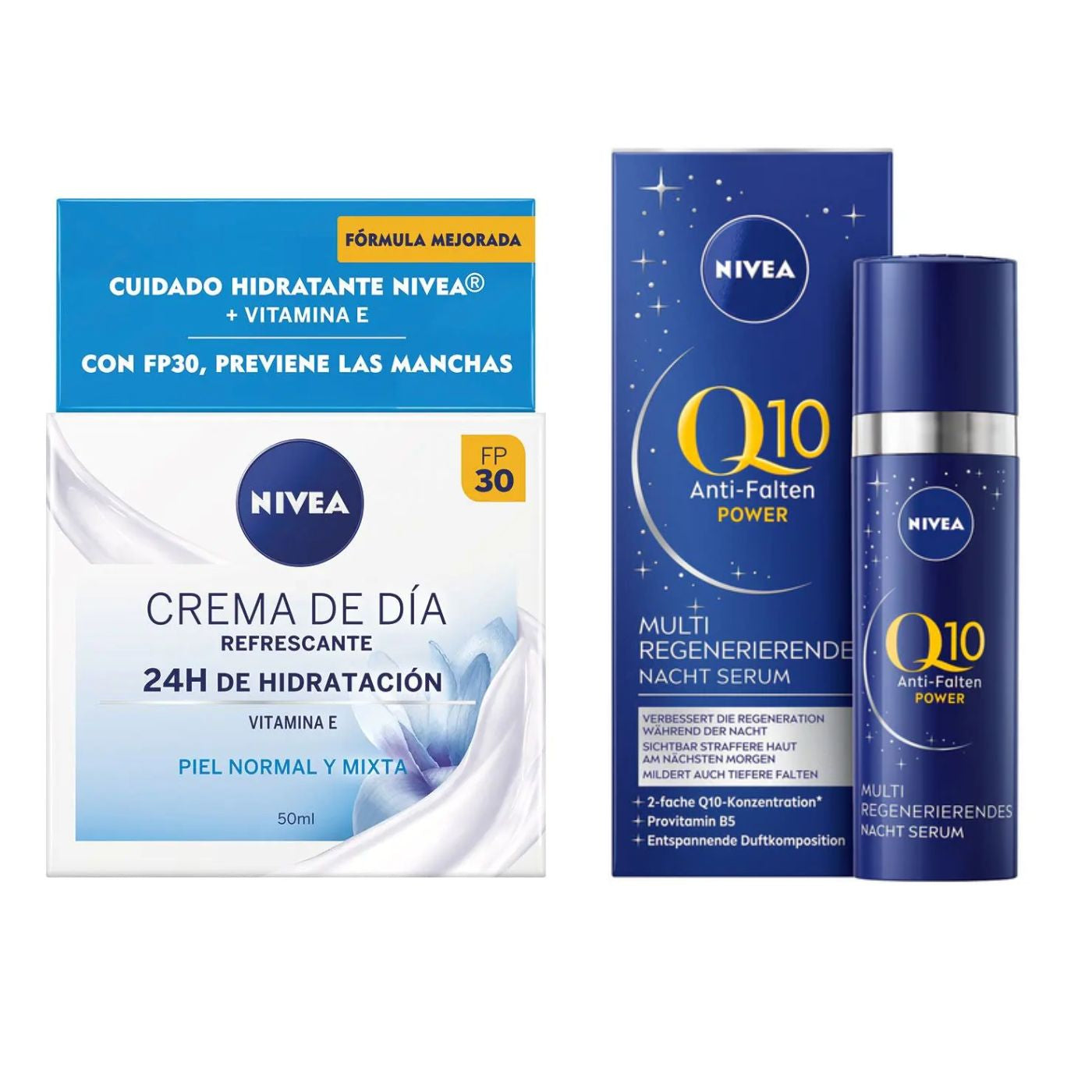 Nivea Pack - Serum Noche Q10 Power Ultra 30ml + Crema de Día SPF30 50ml (Embalaje Deteriorado)