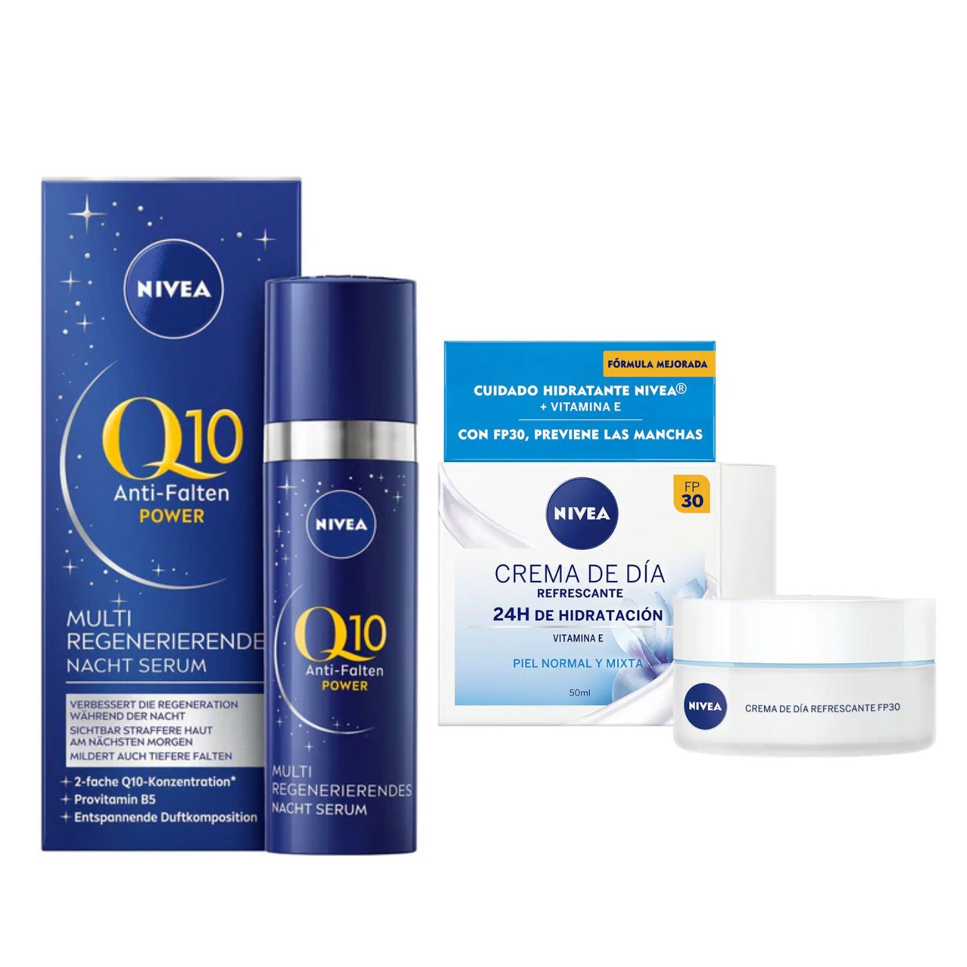 Nivea Pack - Serum Noche Q10 Power Ultra 30ml + Crema de Día SPF30 50ml (Embalaje Deteriorado)