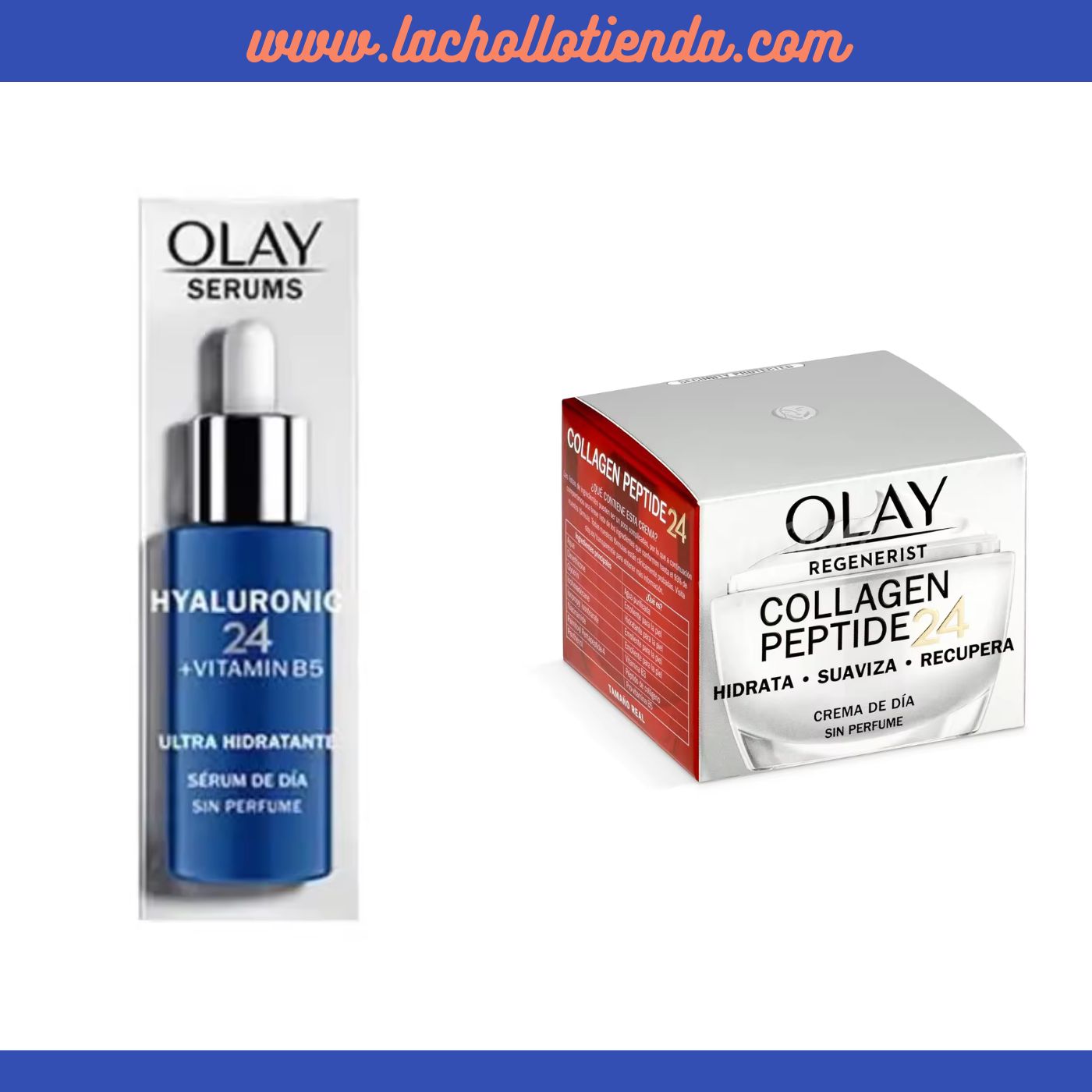 Olay Pack - Collagen Peptide 24- Crema de Día 50ml + Sérum de Día - Hyaluronic 24 + Vitamina B5 40ml