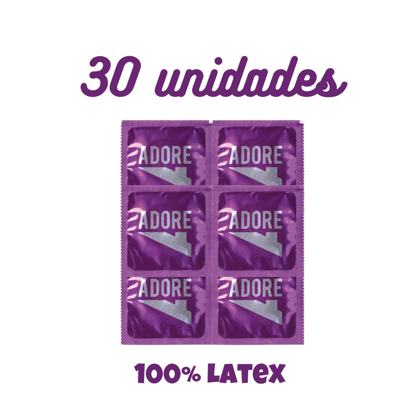 Pack 30 Preservativos Adore Extra Sure 100% Latex