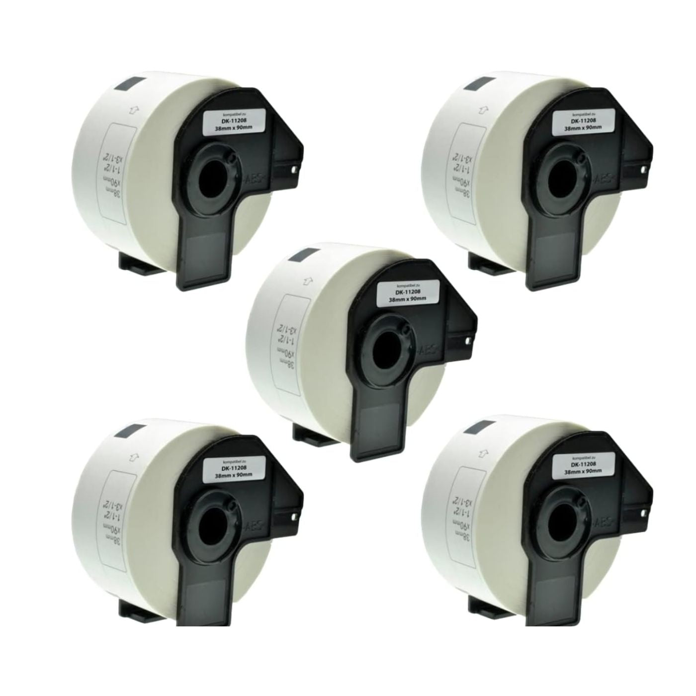 Rollos de Etiquetas Continuas Compatibles DK11208 X 5 P-Touch