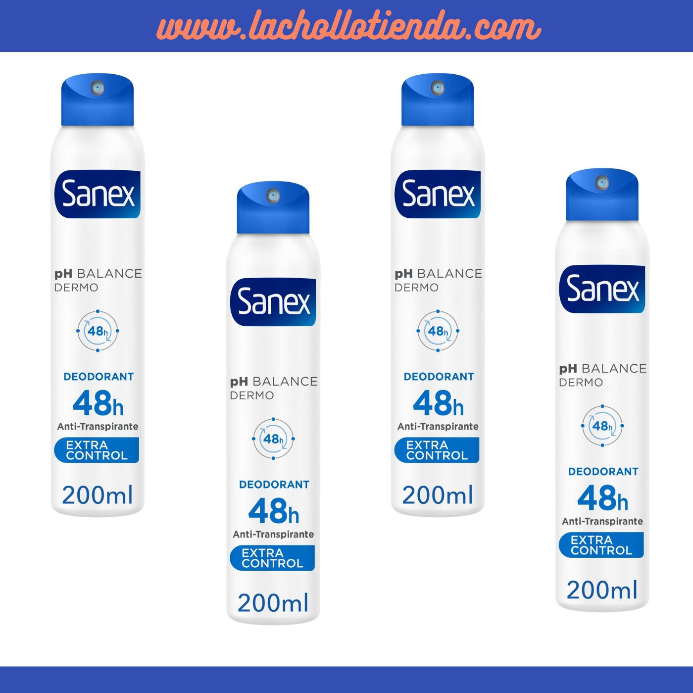 SANEX - Desodorante pH Balance Dermo Extra Control en Spray 4X200ml.