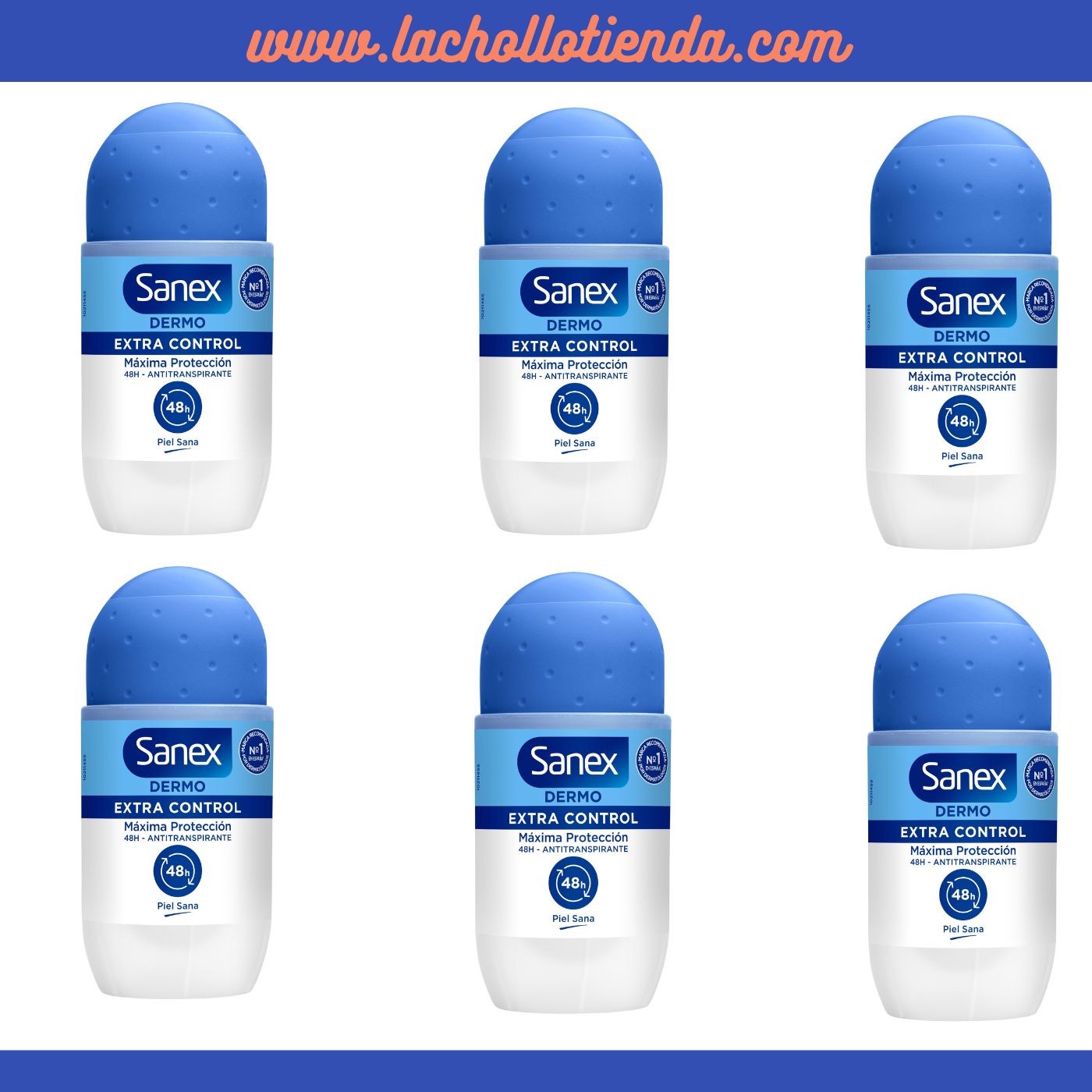 Sanex - Desodorante DERMO EXTRA-CONTROL ROLL-ON 6X50ml.