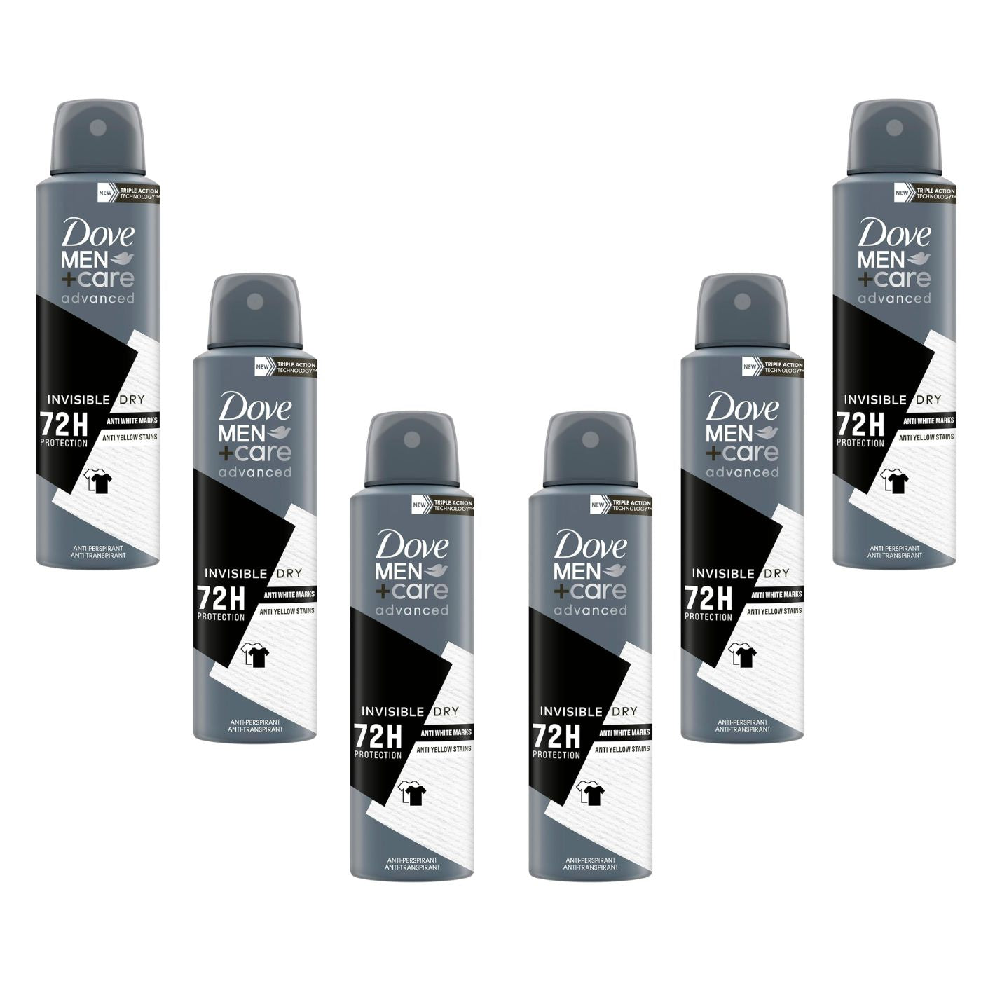 DOVE Men - Invisible Dry +care 72H Desodorante antitranspirante - antimanchas en spray 6X150ml