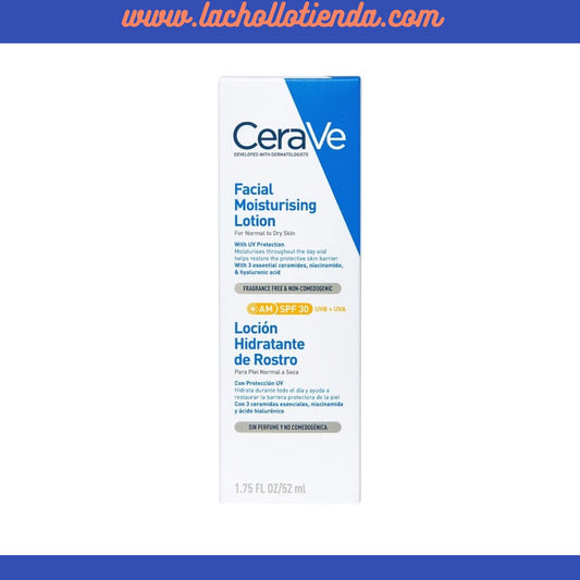 CERAVE - Loción Hidratante Rostro SPF30 Para piel Normal a Seca 52ml.