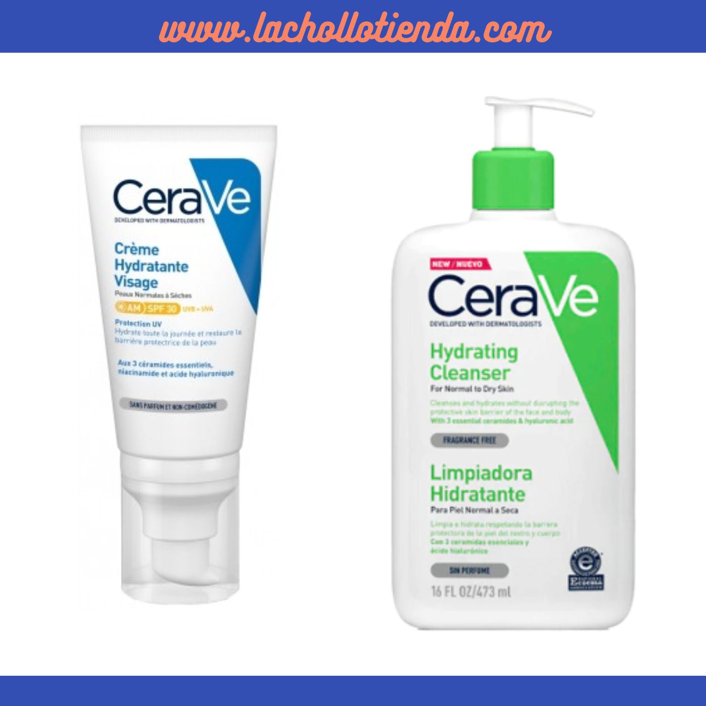 CERAVE Pack Limpiador Facial Piel Normal a Seca 236ml + Crema Hidratante SPF30 - 52ml.