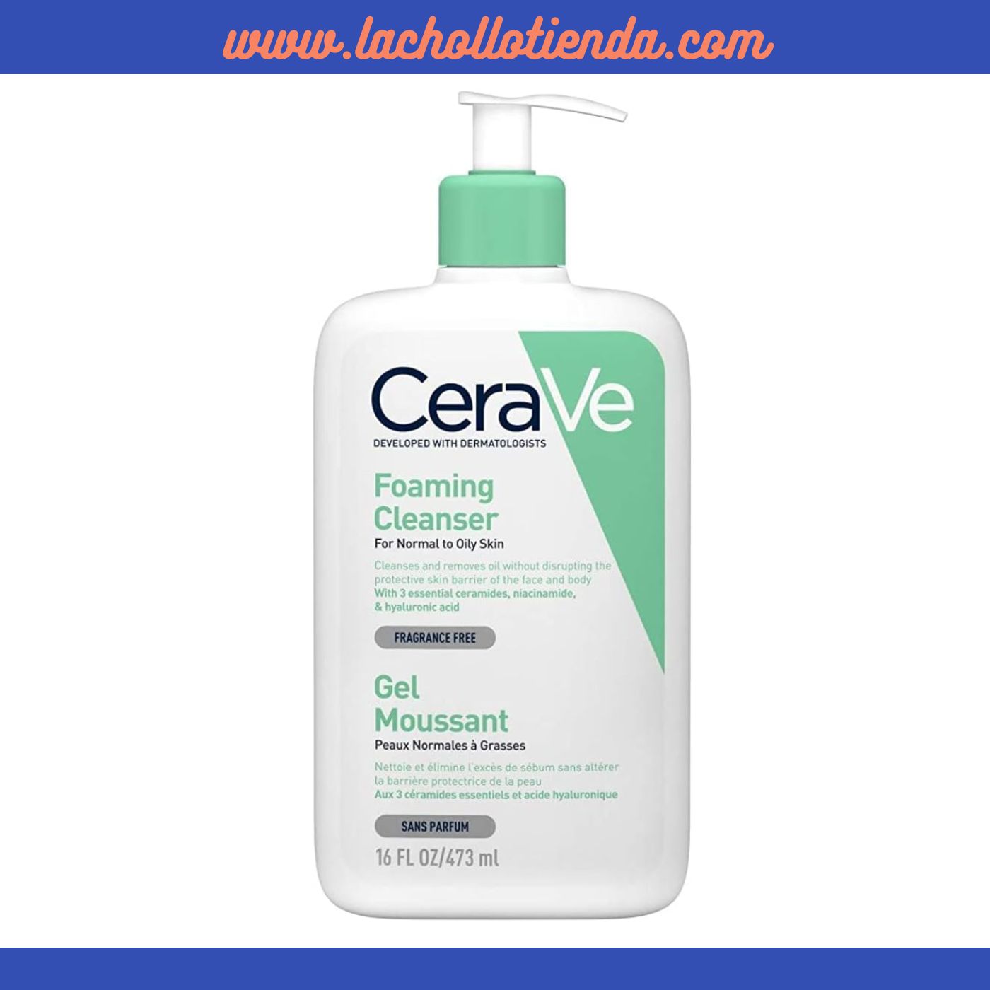 CeraVe - Espuma Limpiador de Rostro y Cuello Para Piel Normal a Grasa 236ml.