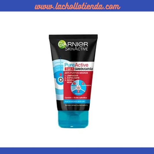 Garnier - Skin active - Pure Active Gel Limpiador y Exfoliante Facial con Carbón 3 en 1 - 150ML