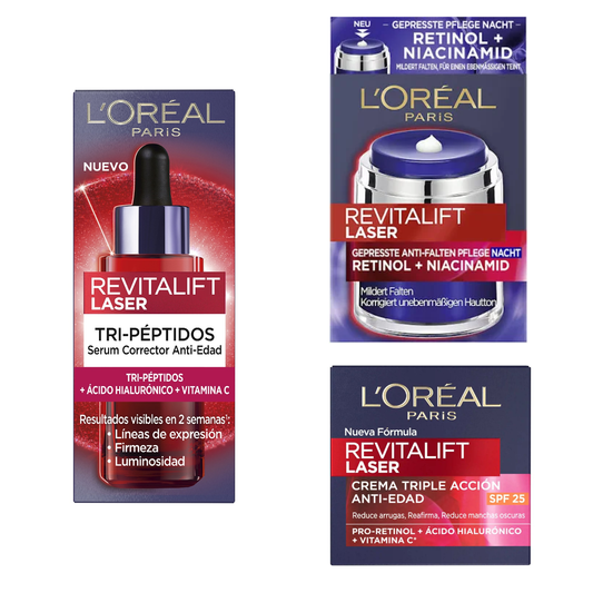 L'OREAL Revitalift Laser Tratamiento Completo Crema de Día + Crema de Noche + Sérum