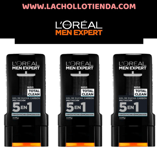 LOréal Men Expert - Gel de ducha. 5en1  Pure Carbon 3x400ml