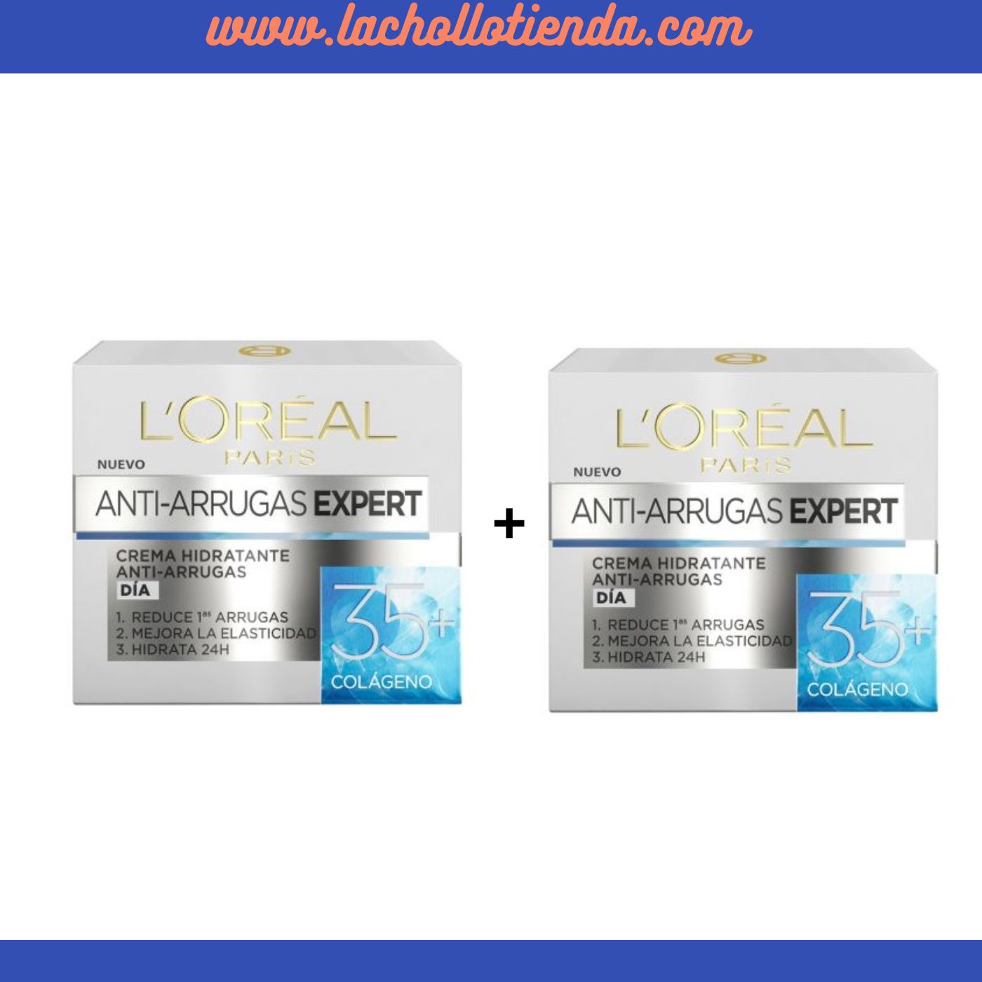 L'ORÉAL Paris - Expert +35 Años - Crema Hidratante de Día Anti-Arrugas 2x50ml.