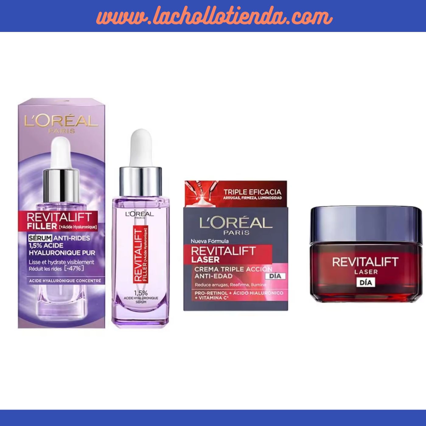 L'Oréal Paris - Serum Antiarrugas Revitalift Filler 30ml + Loreal - Revitalift Laser crema Triple Acción Día 50ml