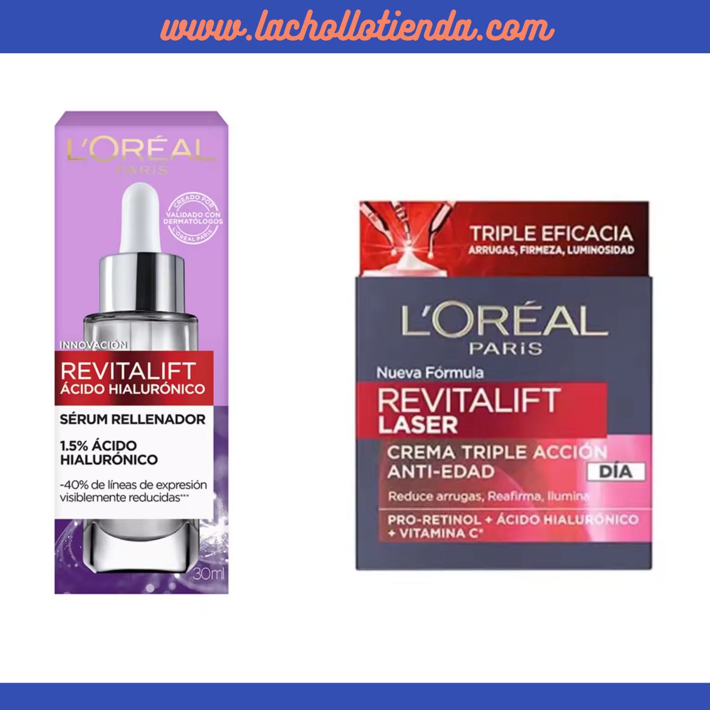 L'Oréal Paris - Serum Antiarrugas Revitalift Filler 30ml + Loreal - Revitalift Laser crema Triple Acción Día 50ml