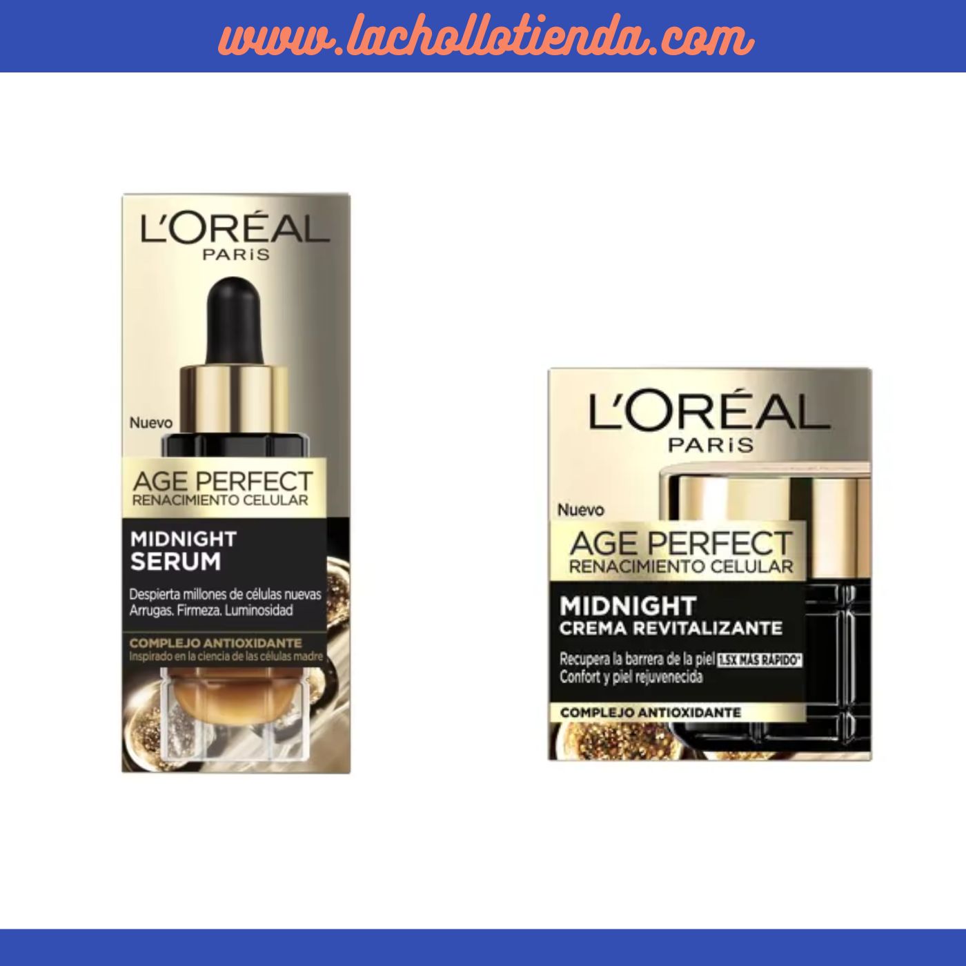 L'Oreal Paris PACK - Sérum Midnight - Age Perfect Renacimiento Celular 30ml + Crema de Noche REVITALIZANTE MIDNIGHT - Age Perfect Renacimiento Celular 50ml