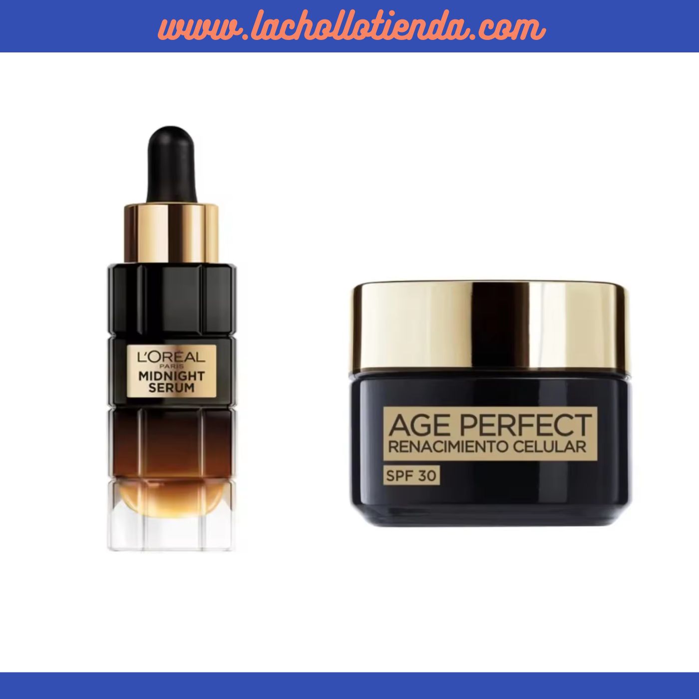 L'Oréal Paris - Sérum Midnight Age Perfect + Age Perfect Renacimiento Celular Crema De Día Regeneradora 50ml - Con Complejo Antioxidante SPF 30