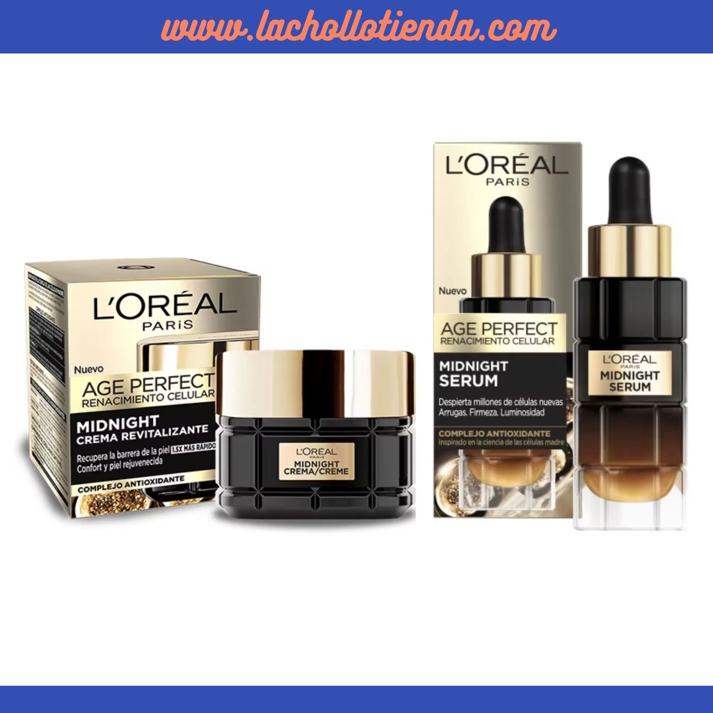 L'Oreal Paris PACK - Sérum Midnight - Age Perfect Renacimiento Celular 30ml + Crema de Noche REVITALIZANTE MIDNIGHT - Age Perfect Renacimiento Celular 50ml