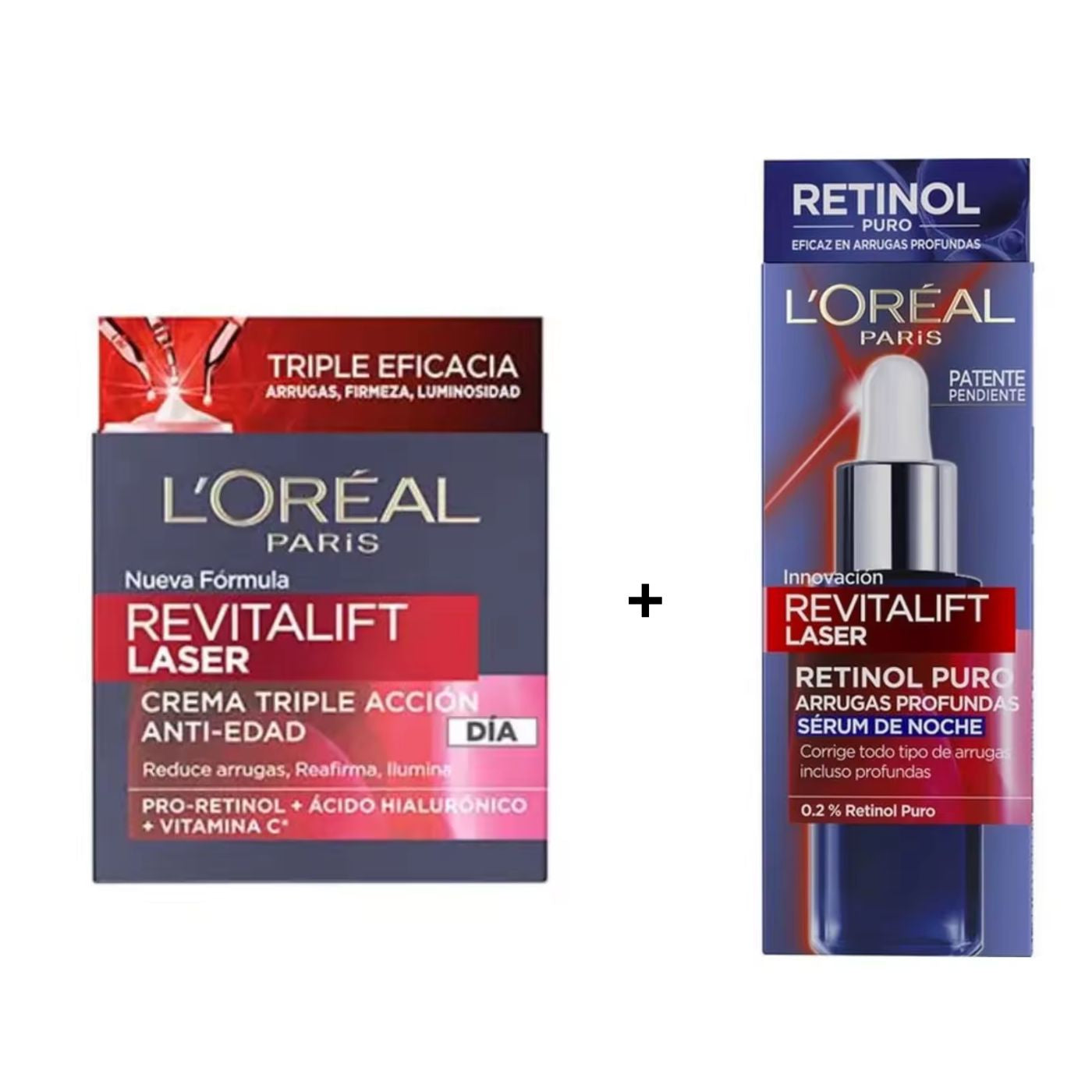 L'Oréal Revitalift Laser Pack Crema Triple Acción Día 50ml + Sérum Noche con Retinol Puro 30ml