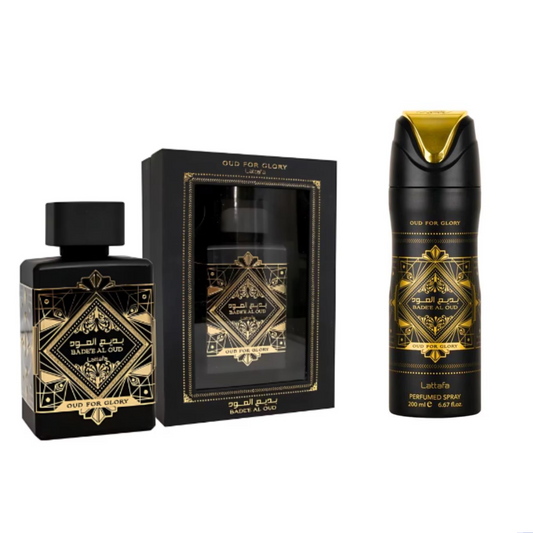 Lattafa - PACK Badee Al Oud - Oud For Glory - Eau de Parfum  100ml + Desodorante Perfume Spray 200ml Unisex 3