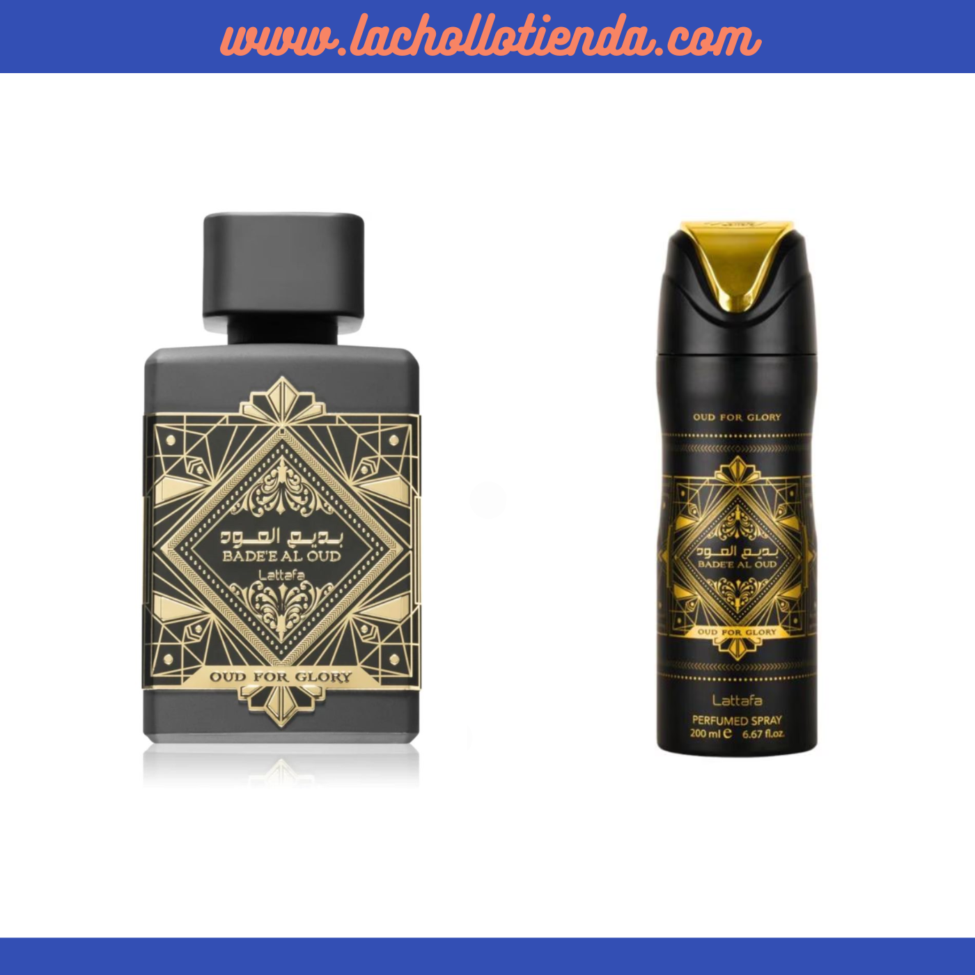 Lattafa - PACK Badee Al Oud - Oud For Glory - Eau de Parfum  100ml + Desodorante Perfume Spray 200ml Unisex