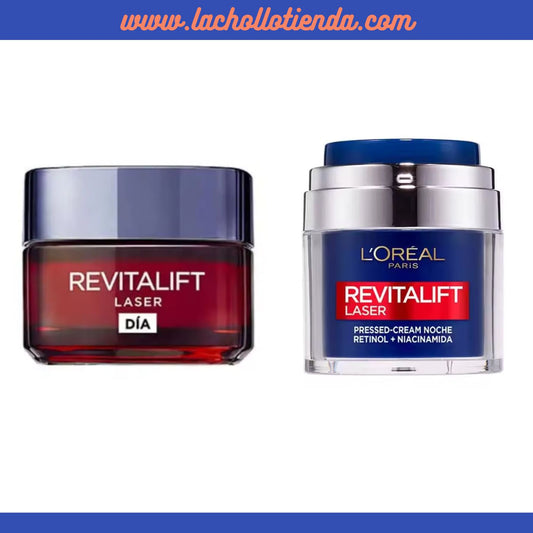 Loreal - Revitalift Laser crema Triple Acción Día Anti-Edad 50ml +  Crema Noche Revitalift Laser con Retinol y Niacinamida 50ml