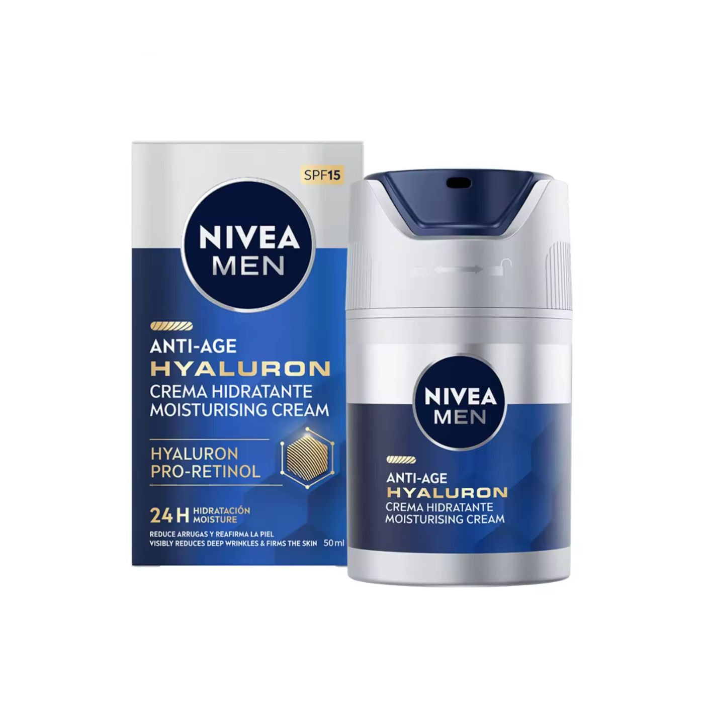 crema nivea hyaluron spf15  hombre