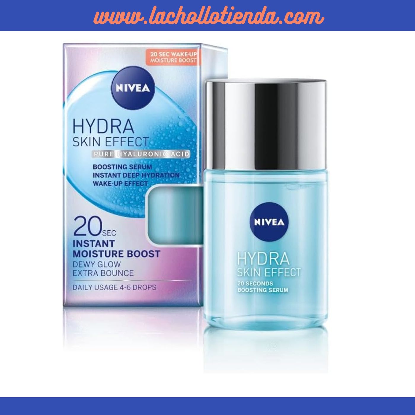 NIVEA Hydra Skin - Serum facial con ácido hialurónico puro,  Efecto en  20 Seg  100ml