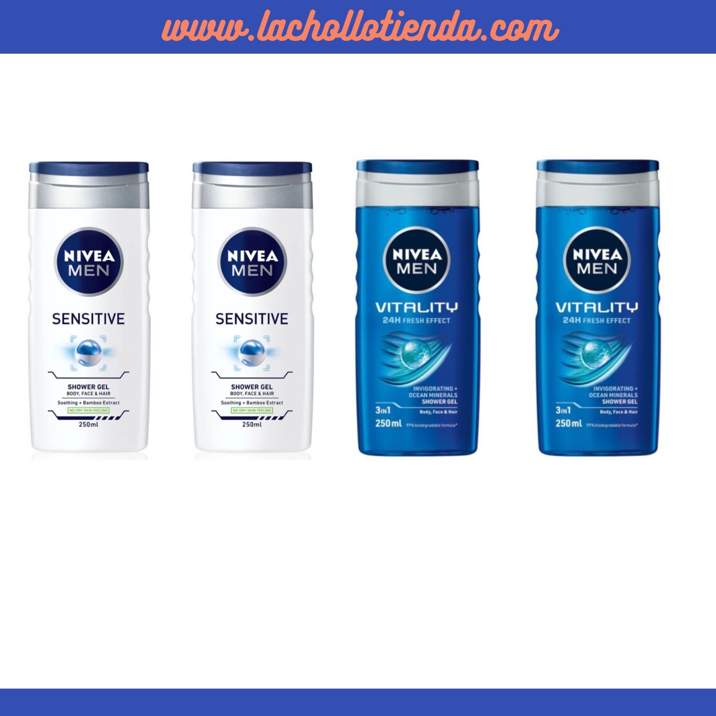 NIVEA MEN -  Lote Gel de Ducha para hombre Pack 4x250ml