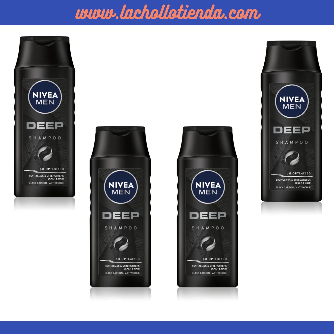 NIVEA MEN Deep - Champú Para Hombre 4X250ml