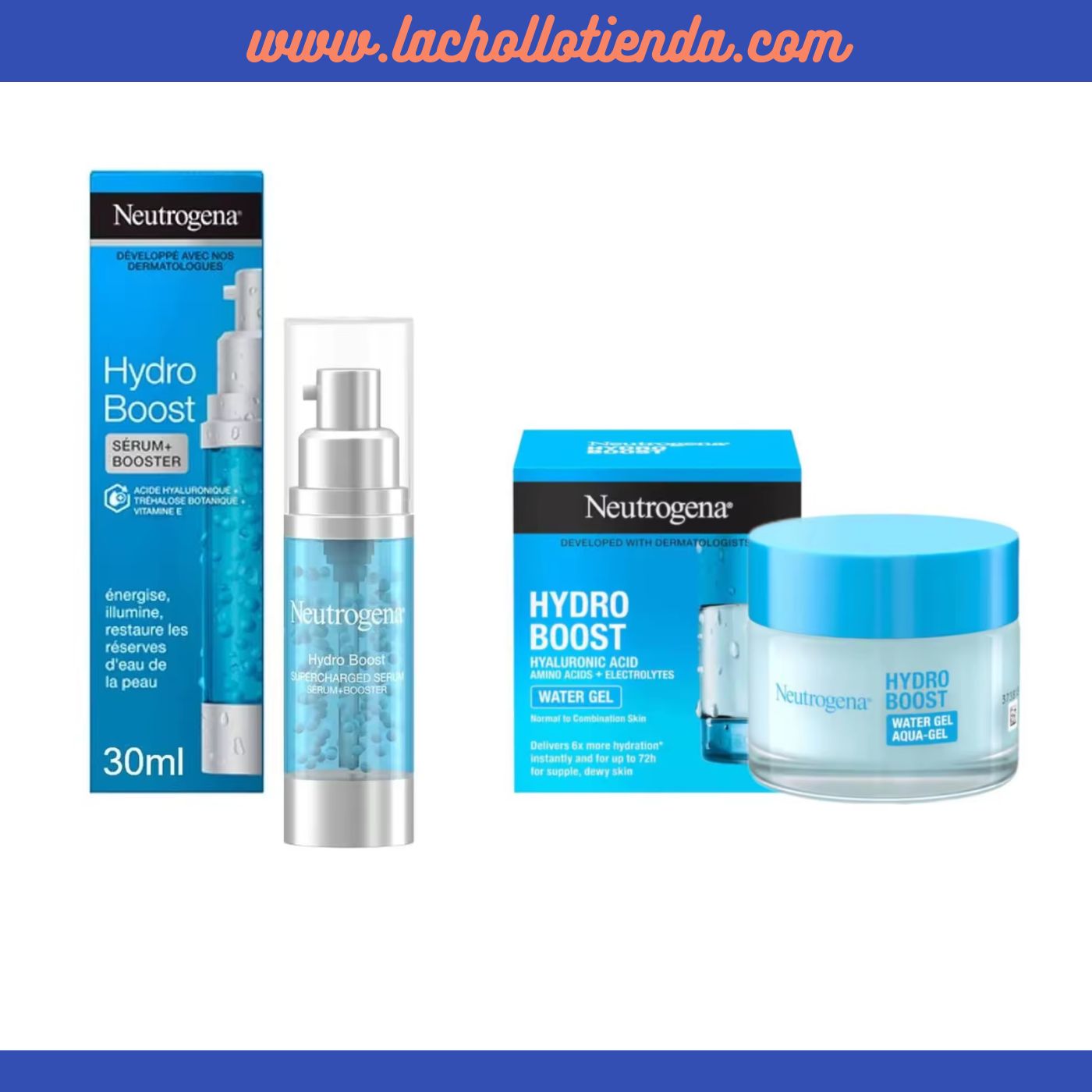 Neutrogena PACK  Hydro Boost - Sérum Facial con Microperlas de Vitamina E y Ácido Hilaurónico + Crema facial Agua Gel con Ácido Hialurónico 50ml