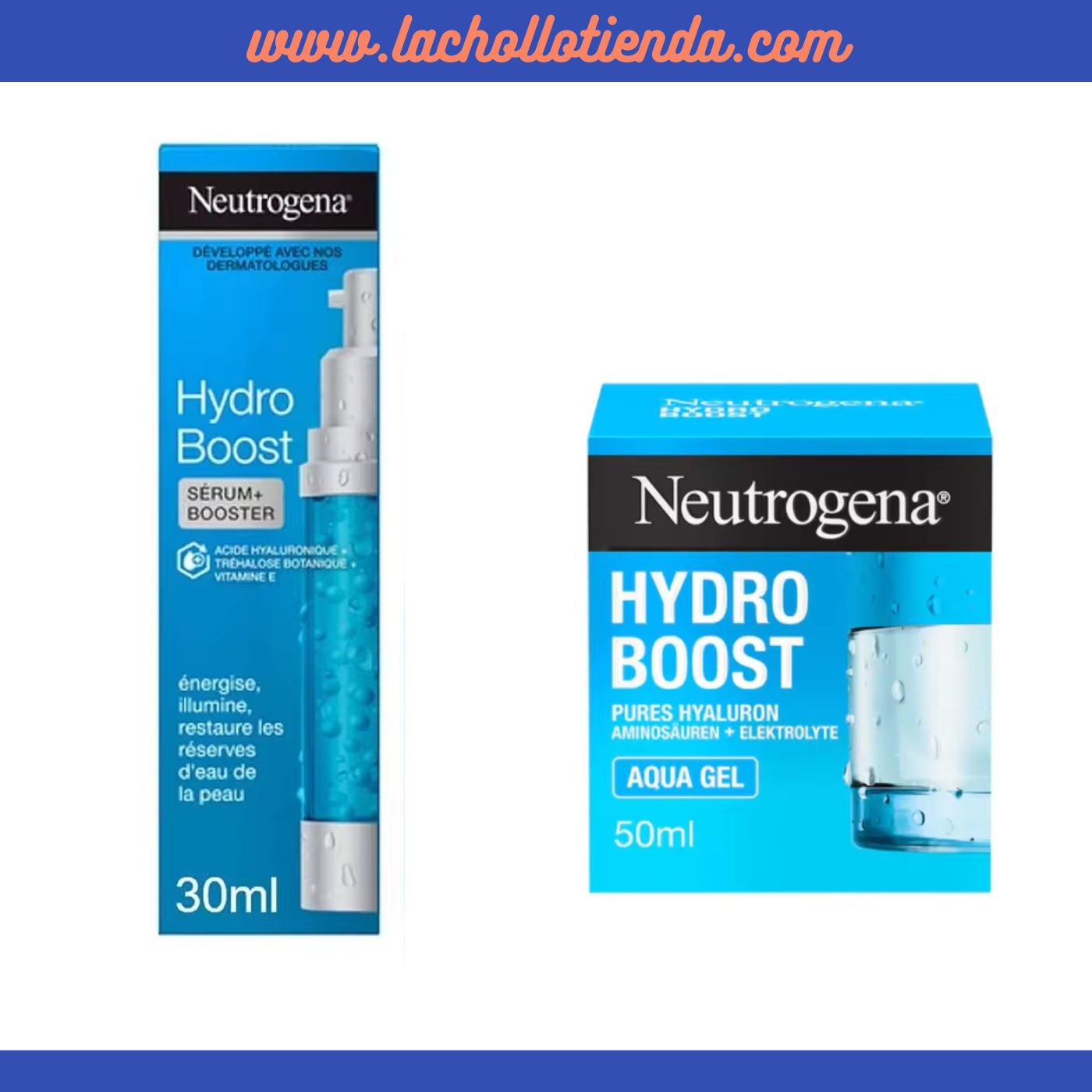 Neutrogena PACK  Hydro Boost - Sérum Facial con Microperlas de Vitamina E y Ácido Hilaurónico + Crema facial Agua Gel con Ácido Hialurónico 50ml