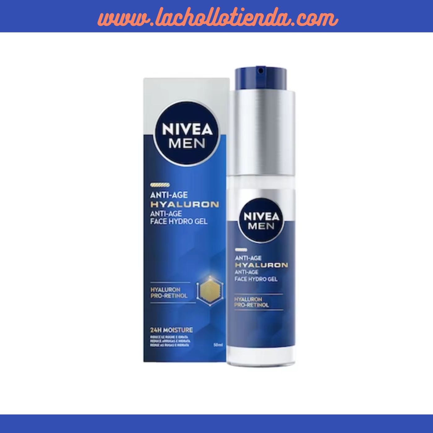 Nivea Men - Hyaluron Pro-Retinol - Crema Gel Facial, Antiedad con Ácido Hialurónico y Retinol 50ml
