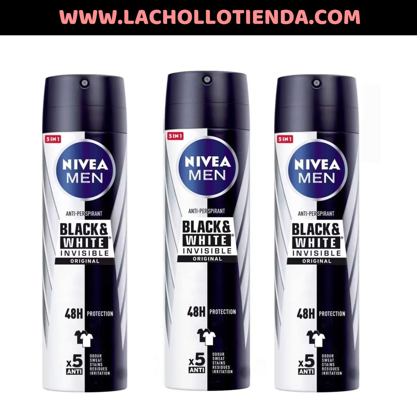 Nivea Men, Desodorante Invisible Black & White Spray 3x200ml