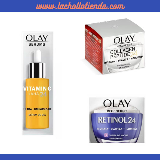 OLAY Tratamiento Completo - Serúm Vitamina C 40ml + Peptide24 Crema de Día 50ml + Retinol24 Crema de Noche 50ml.