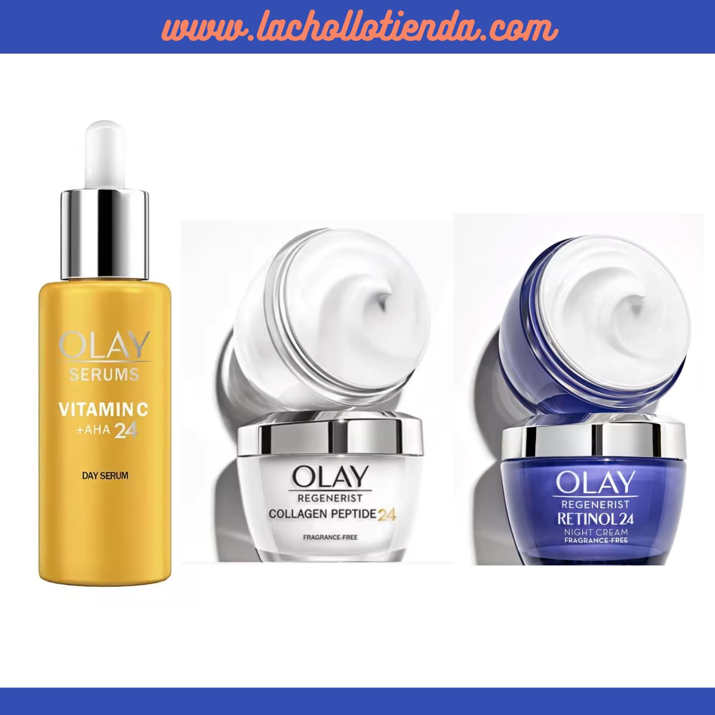 OLAY Tratamiento Completo - Serúm Vitamina C 40ml + Peptide24 Crema de Día 50ml + Retinol24 Crema de Noche 50ml.