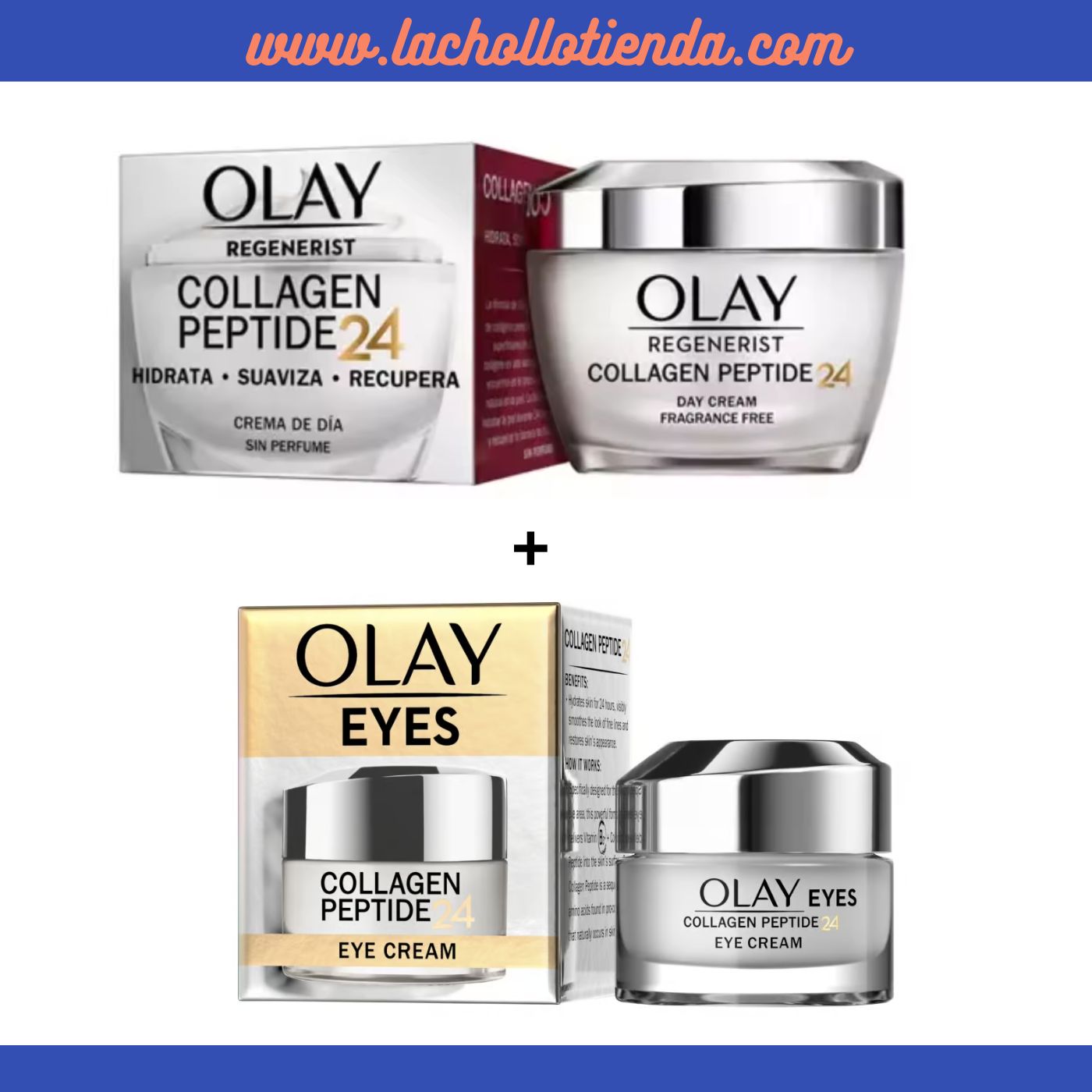 Olay - Collagen Peptide 24 - Crema de Día 50ml + OLAY - Contorno De Ojos Collagen Peptide24 Sin perfume 15ml.
