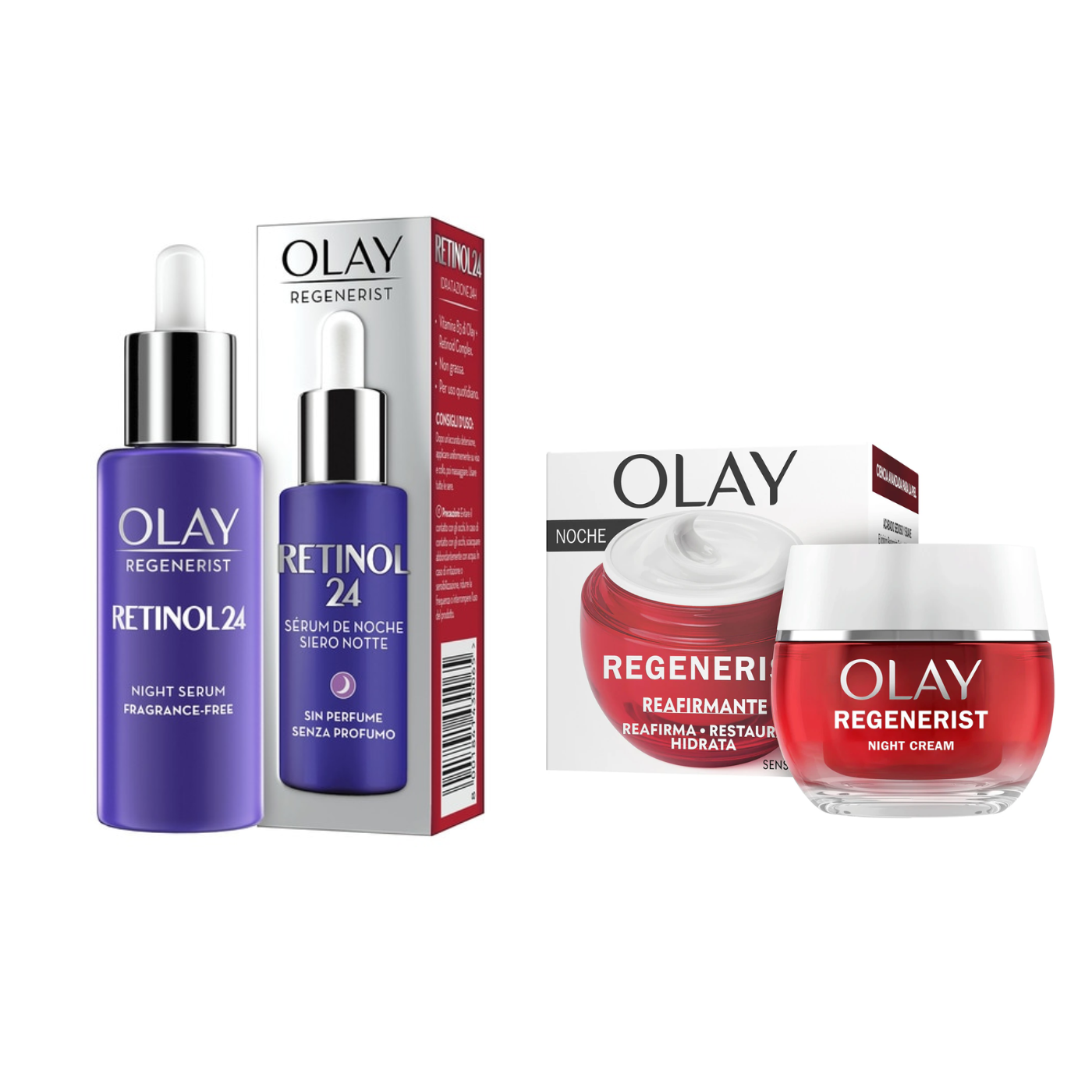 Olay PACK - Sérum De Noche Retinol 24 -40ml + Crema de Noche 50ml Regenerist 3 Areas 50ml