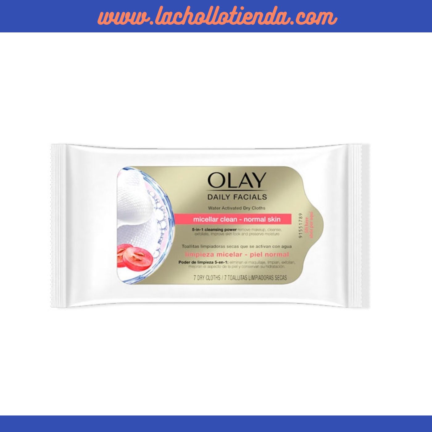 Olay - Toallitas Desmaquillantes Secas - Activadas Con Agua - Limpieza Micelar - Piel Normal 7X10 uds