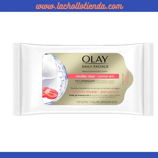 Olay - Toallitas Desmaquillantes Secas - Activadas Con Agua - Limpieza Micelar - Piel Normal 7X10 uds