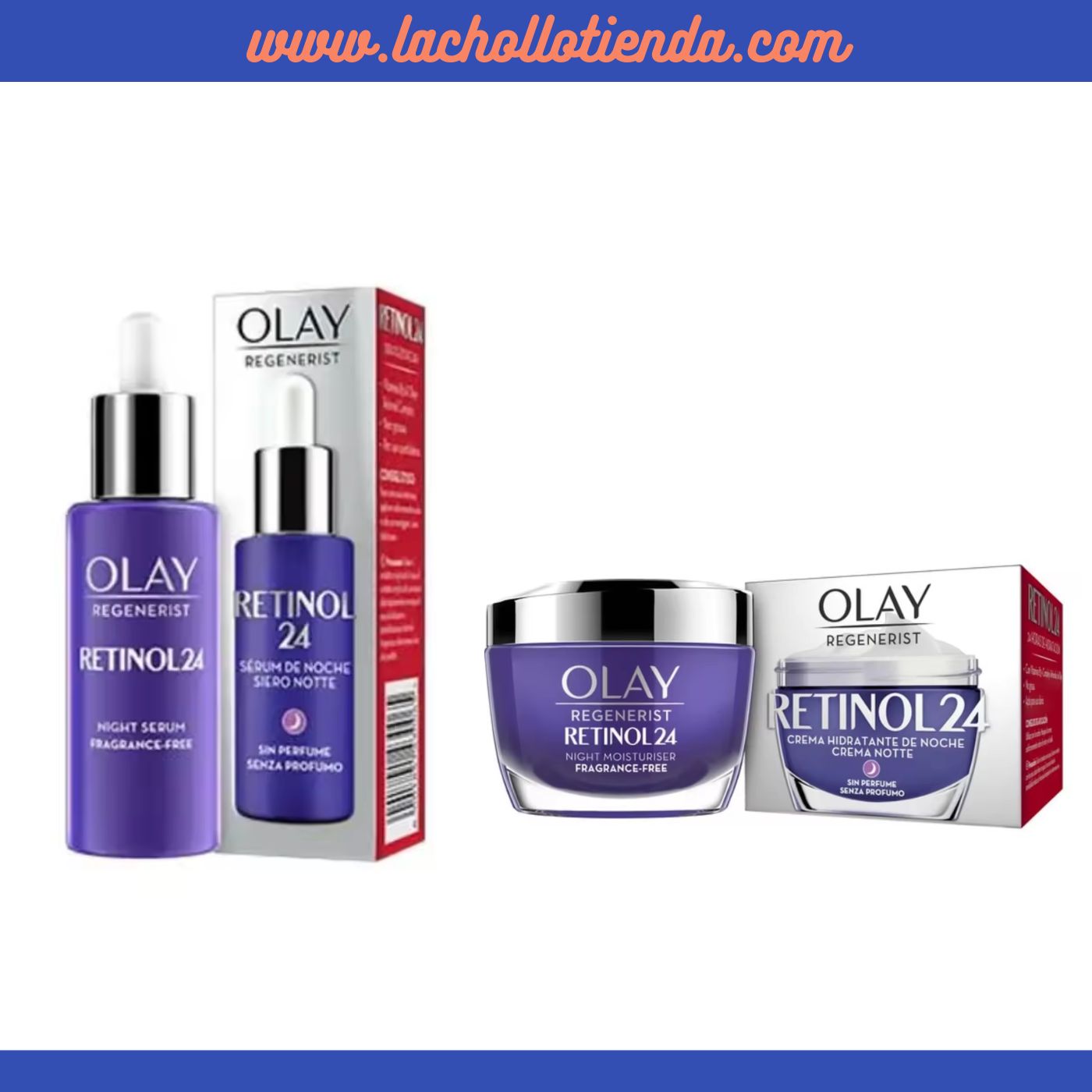 Olay PACK- Sérum De Noche - Retinol 24 - 40ml + Crema Hidratante de noche Con Retinol 24 Sin Perfume 50ml