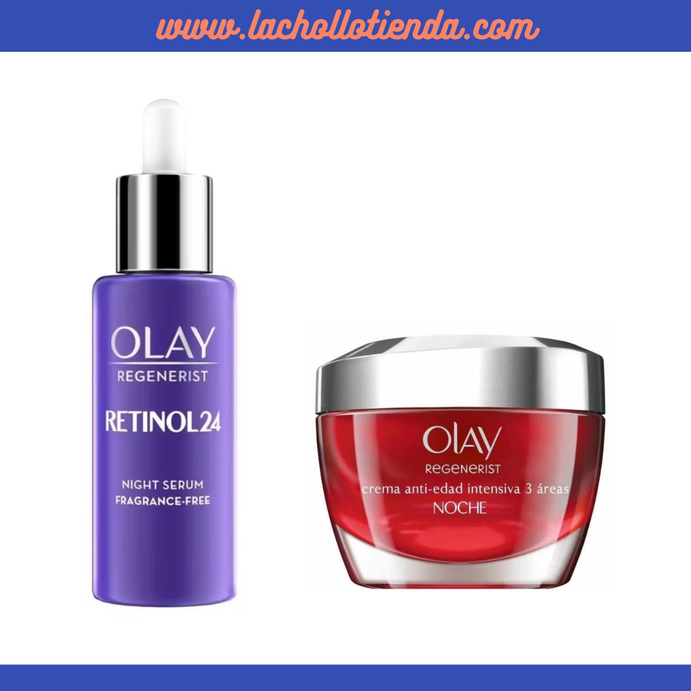 Olay PACK - Sérum De Noche - Retinol 24 - 40ml + Crema de Noche 50ml Regenerist 3 Areas Reafirma, Hidrata y Recupera  50ml.