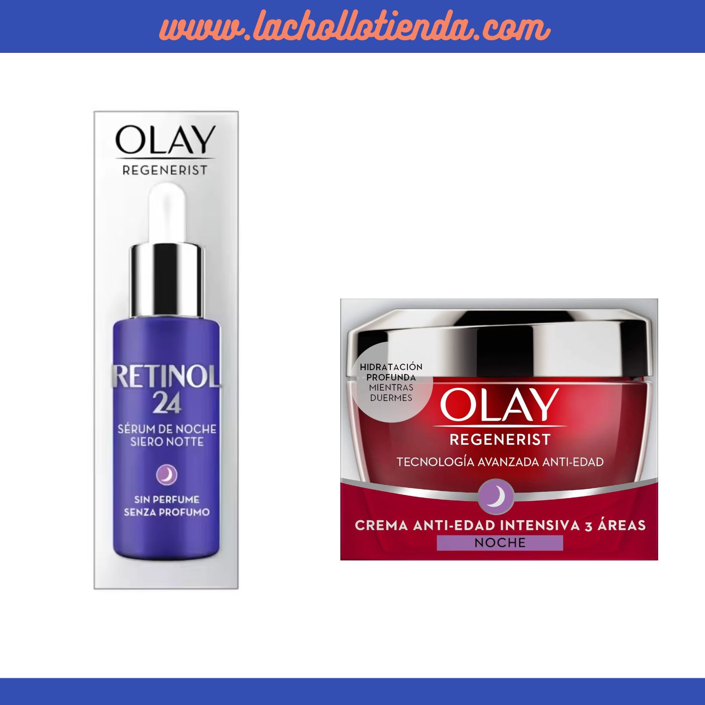 Olay PACK - Sérum De Noche - Retinol 24 - 40ml + Crema de Noche 50ml Regenerist 3 Areas Reafirma, Hidrata y Recupera  50ml.