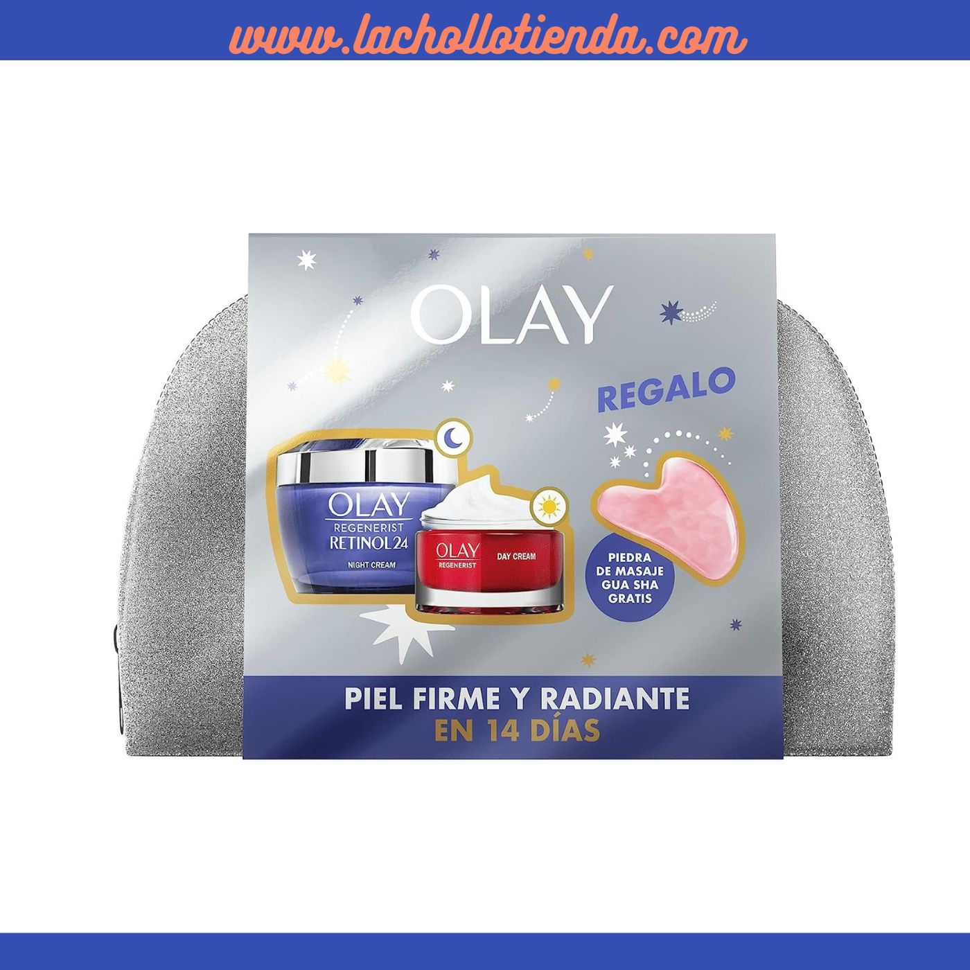Olay Neceser Regalo - Crema Noche 50ml Retinol24 + Crema de Dia Regenerist 15ml + Piedra Gua Sha