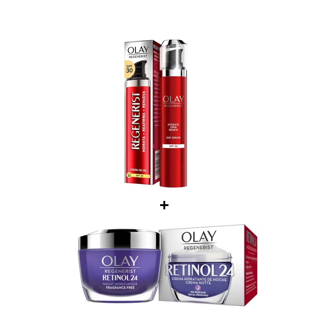 Olay Regenerist 3 Áreas crema día SPF30 50ml  + Olay Retinol24 Crema de noche 50ml