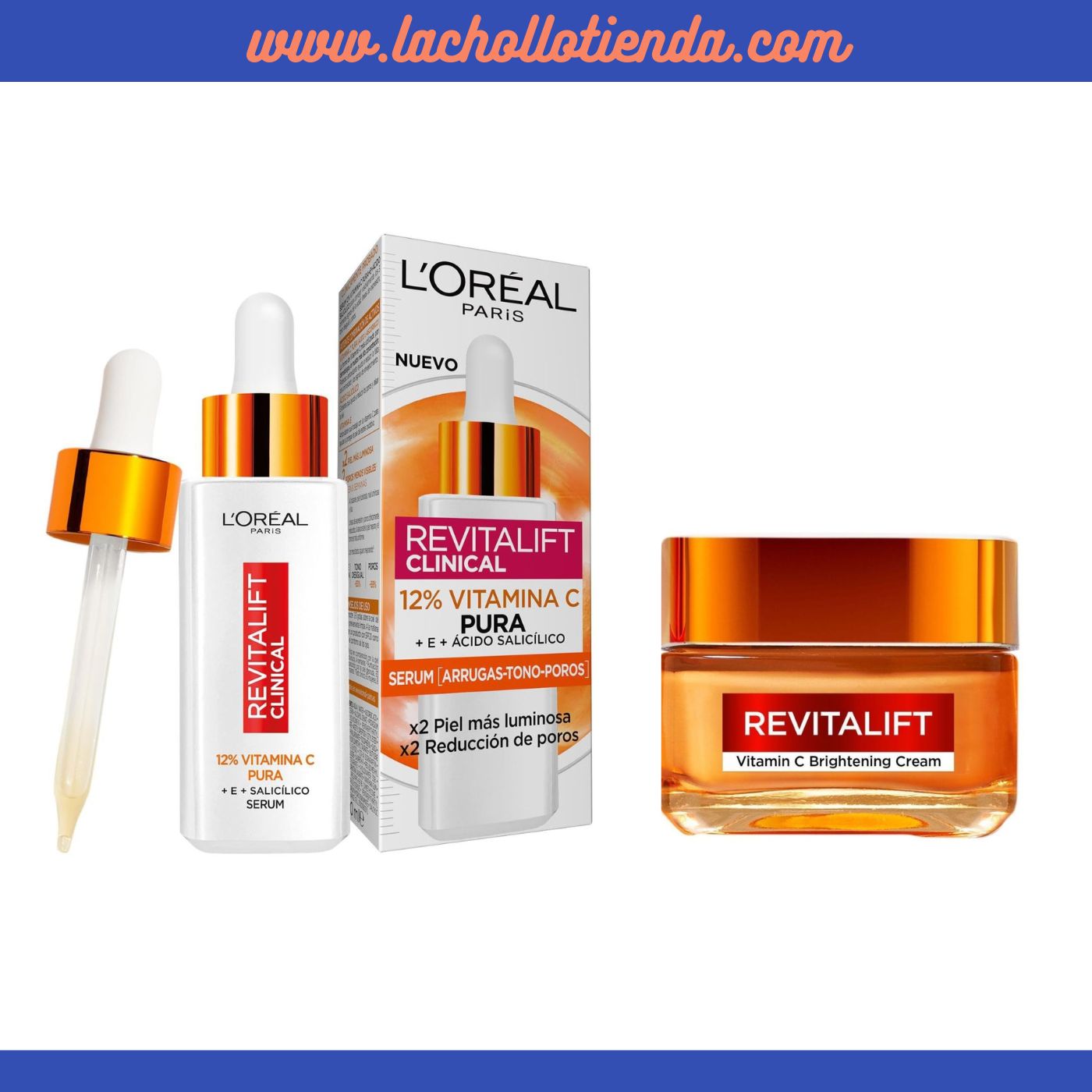 PACK L'Oréal Revitalift - Sérum Clinical 12% Pure Vitamin C - 30ml + Crema Alisadora de Poros Vitamina C 50ml