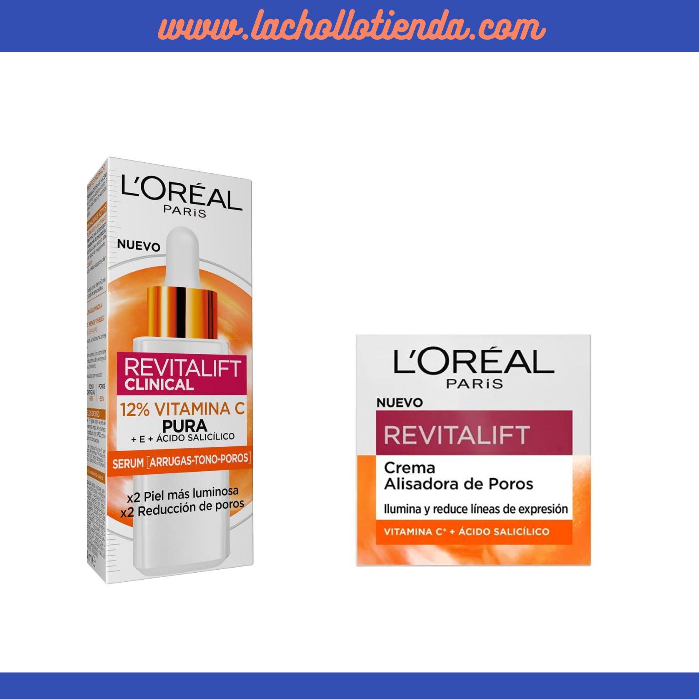 PACK L'Oréal Revitalift - Sérum Clinical 12% Pure Vitamin C - 30ml + Crema Alisadora de Poros Vitamina C 50ml