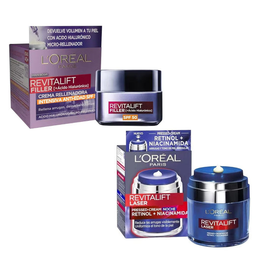 loreal  pack crema de noche + crema de dia spf