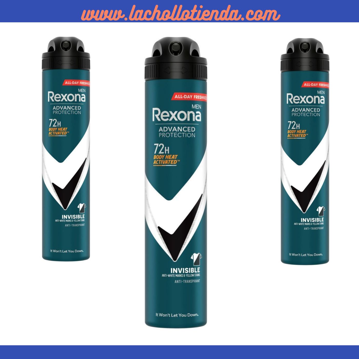 REXONA Men - Advanced Protection Invisible Desodorante Spray Para Hombre 3X200ml. 