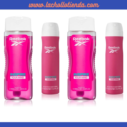 Reebok - Inspire Your Mind -  Pack Gel de Ducha 2X400ml + Desodorante 2X150ml Para Mujer.